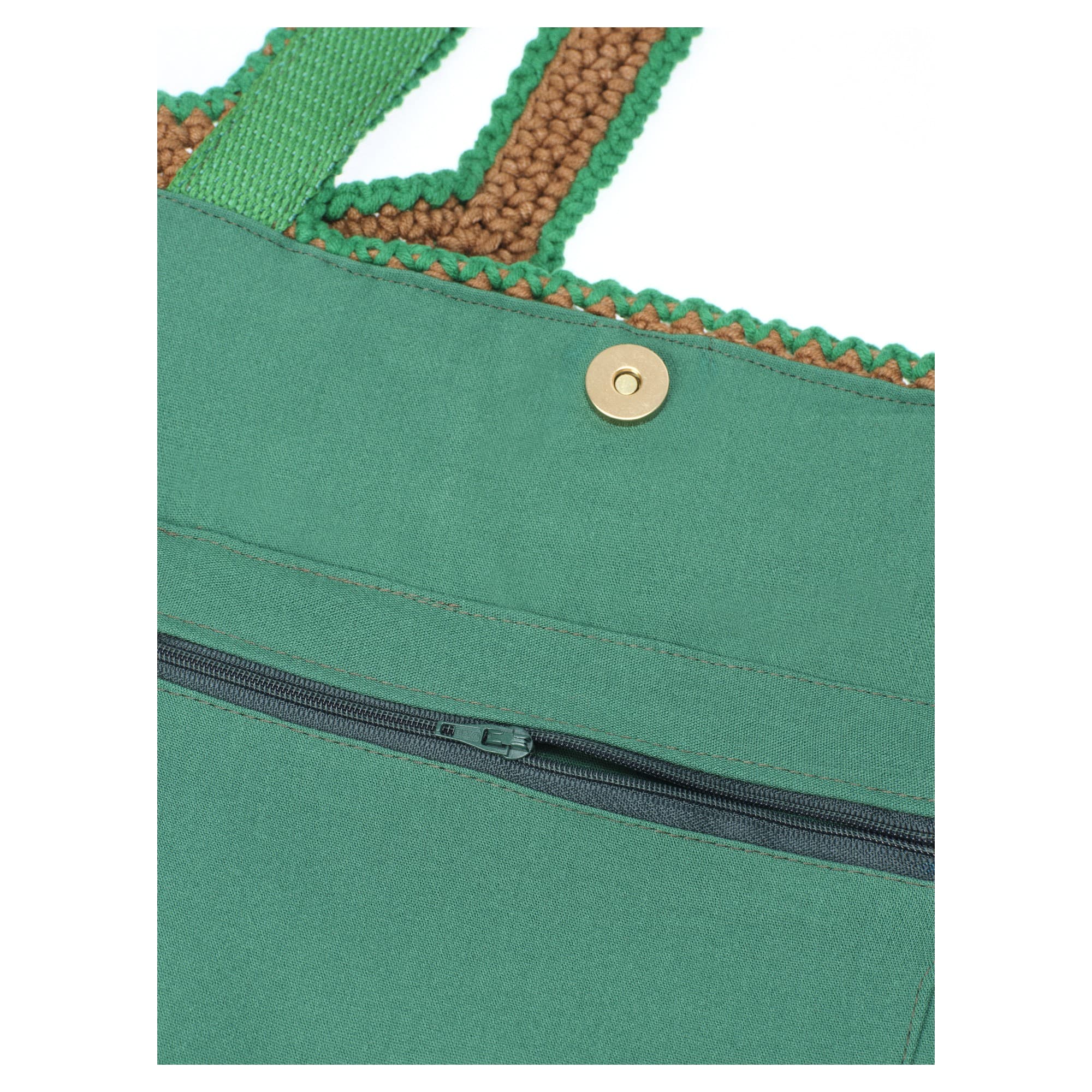 Brown Green Crochet Granny Square Tote Bag 4