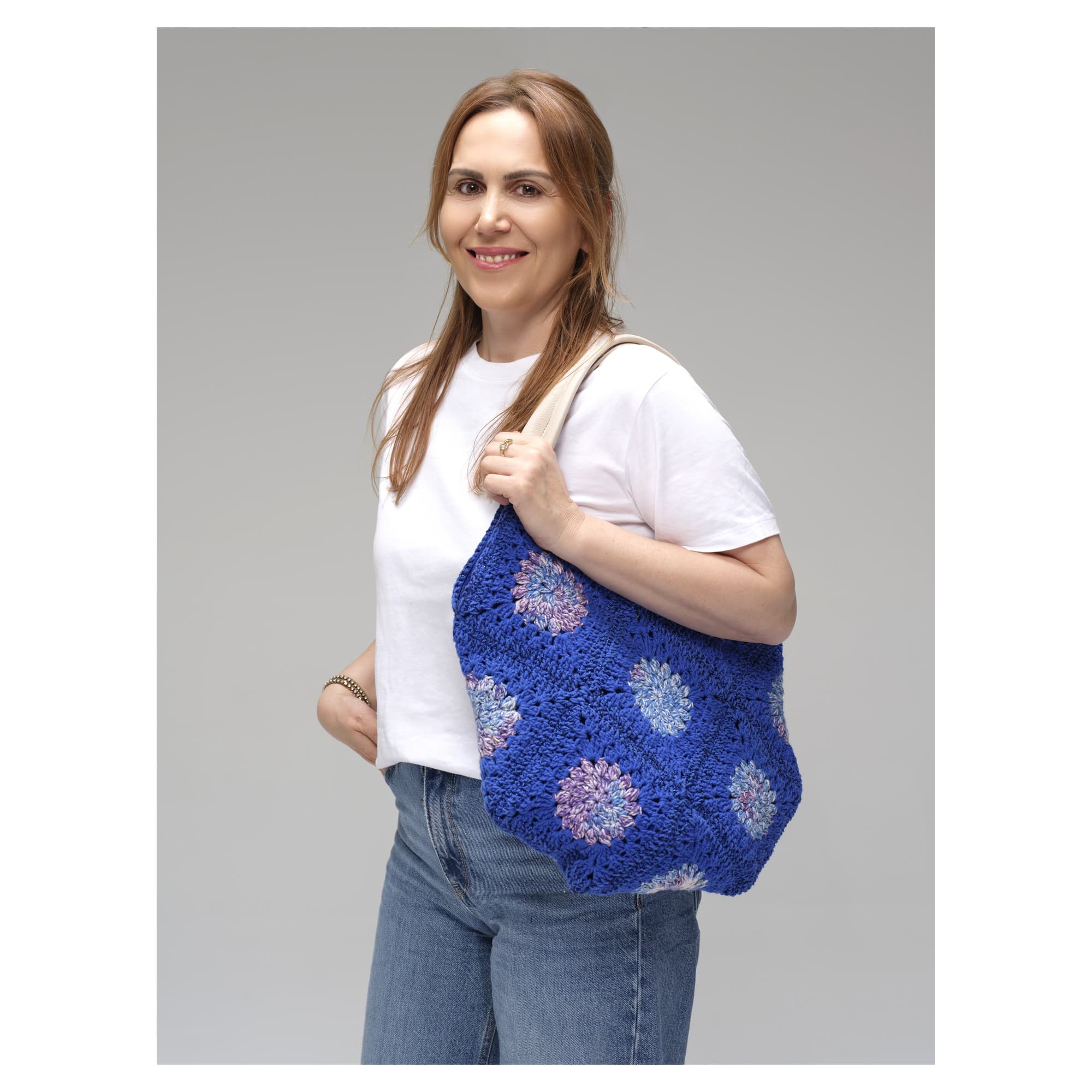 Cobalt Blue Crochet Hobo Bag
