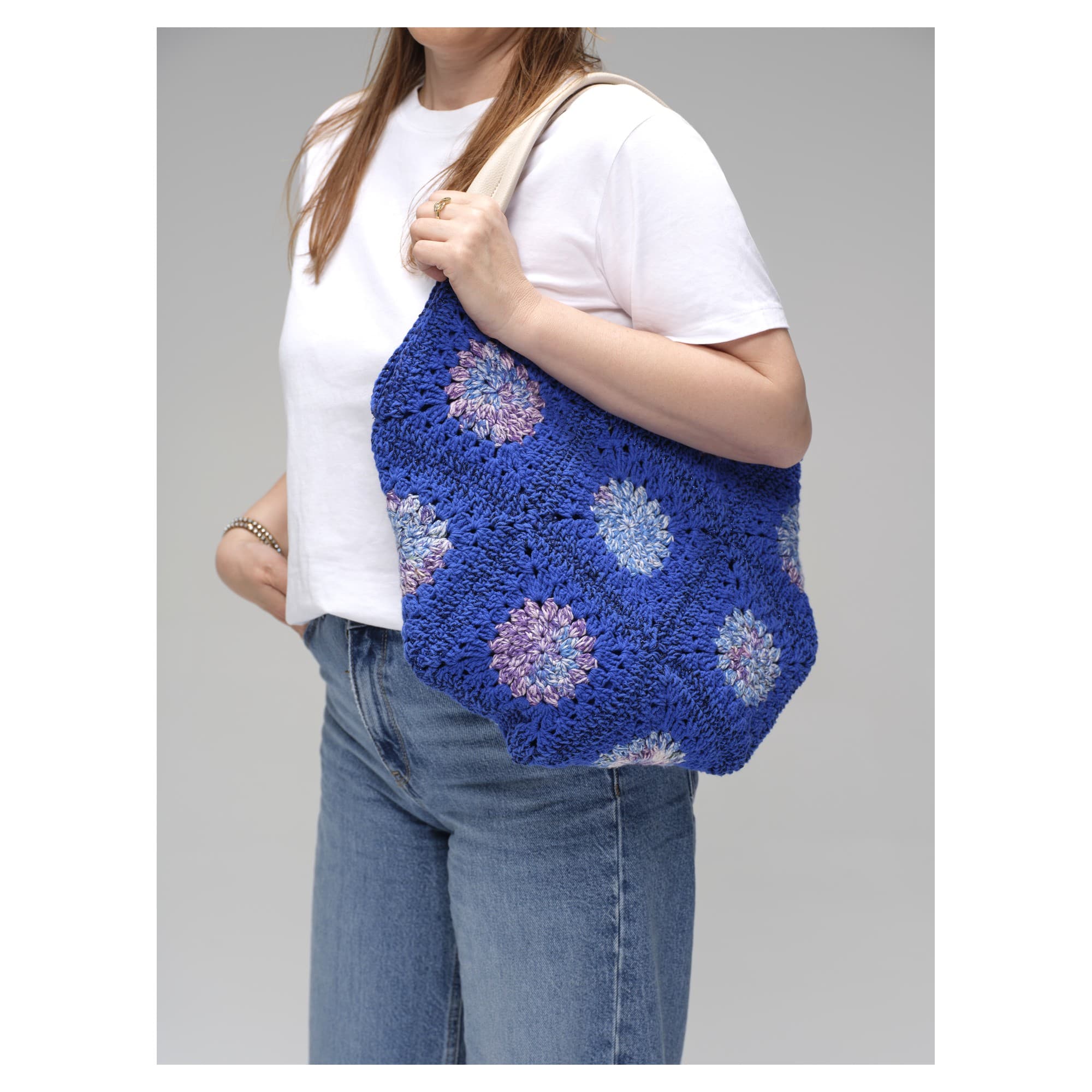 Cobalt Blue Crochet Hobo Bag 4