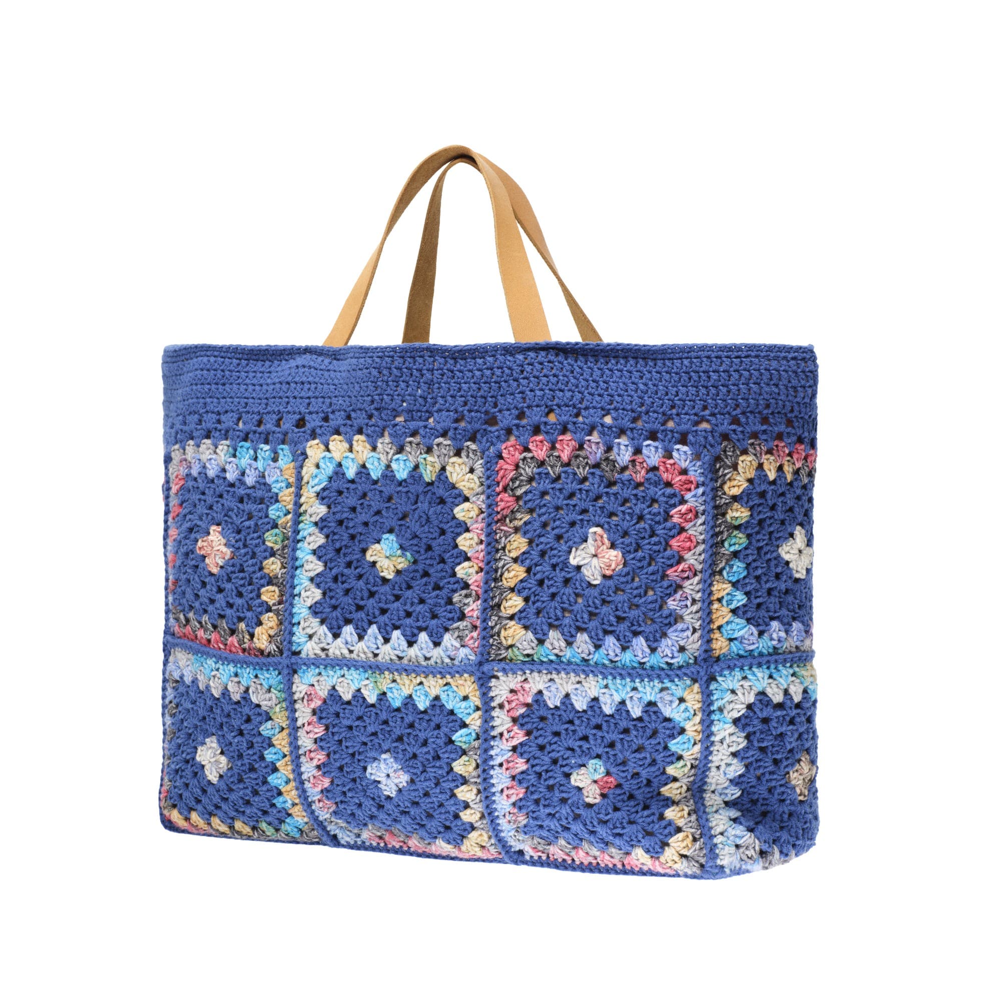Navy Blue Crochet Granny Square Beach Tote Bag — 2