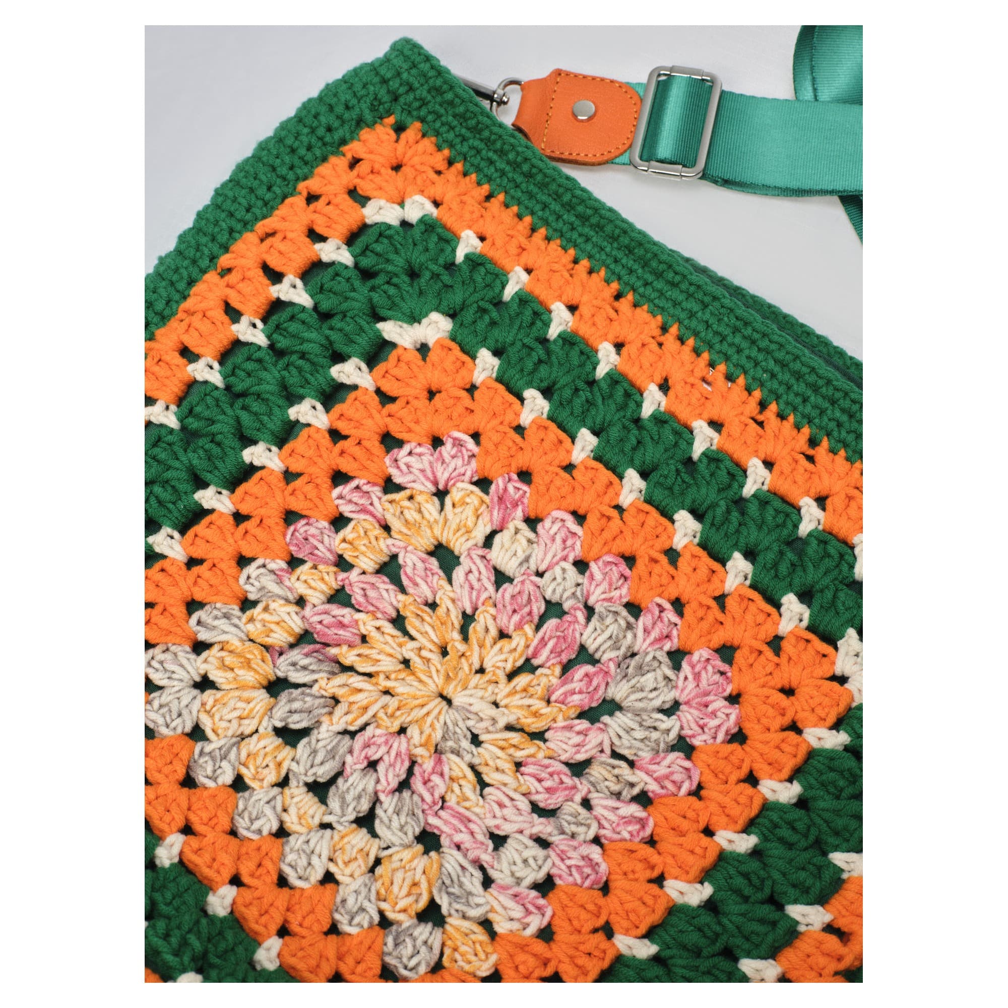 Green Orange Crochet Crossbody Bag 4