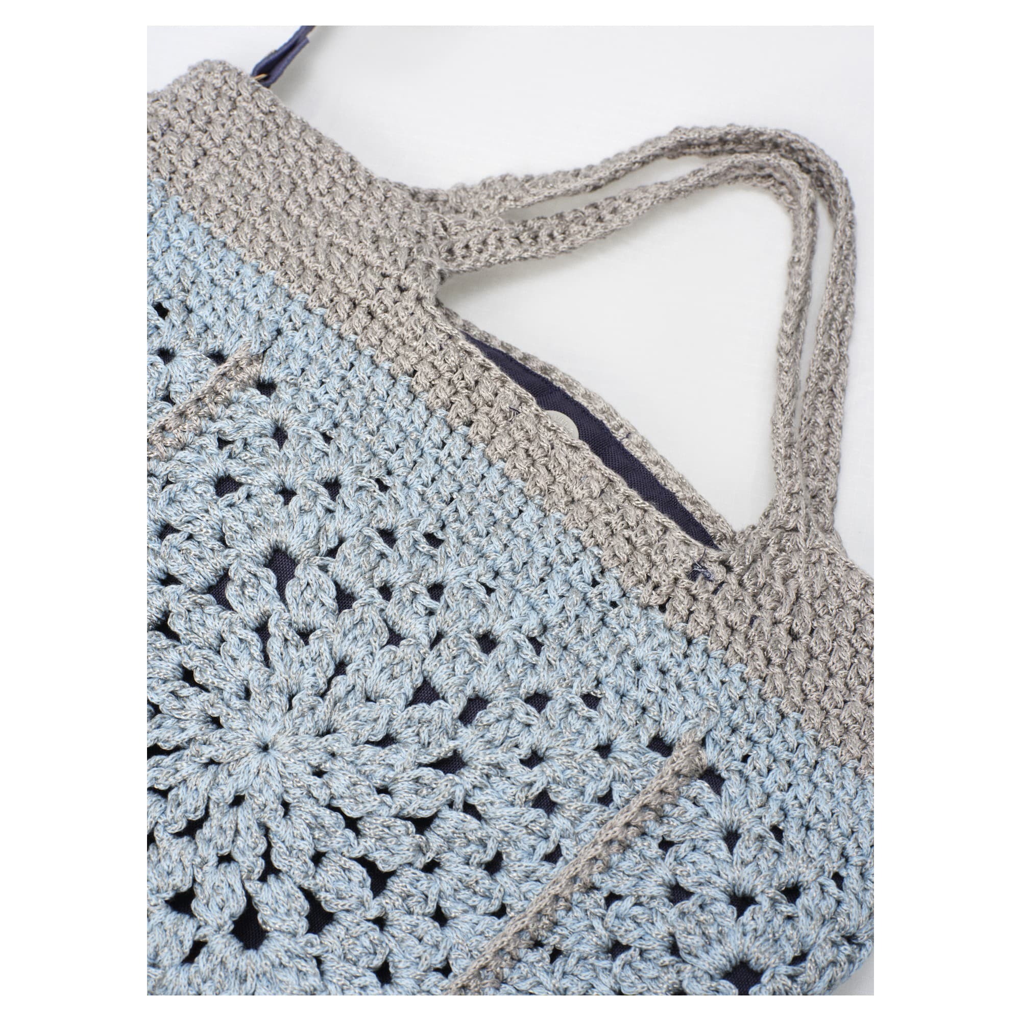 Ice Blue Crochet Shoulder Bag