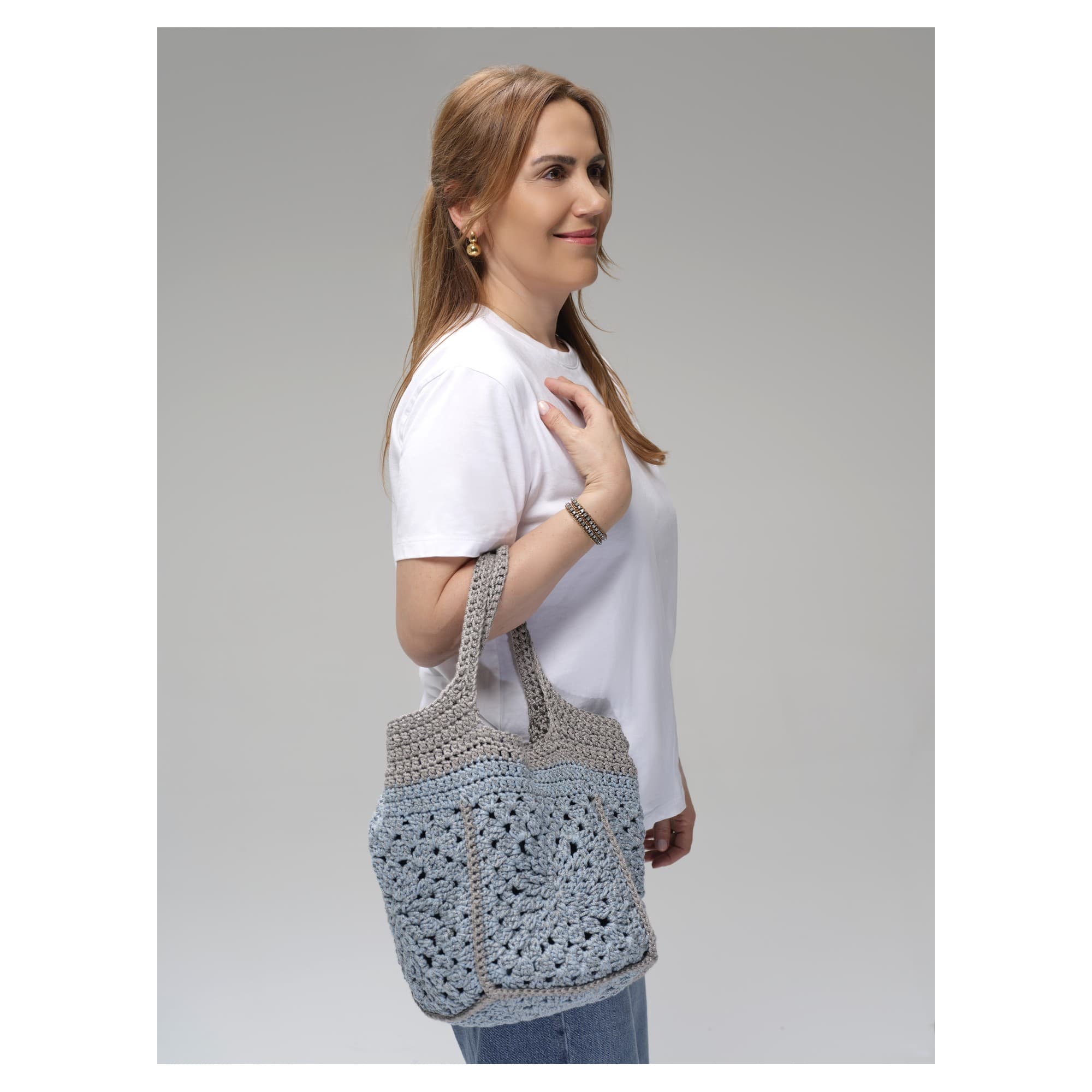Ice Blue Crochet Shoulder Bag 4