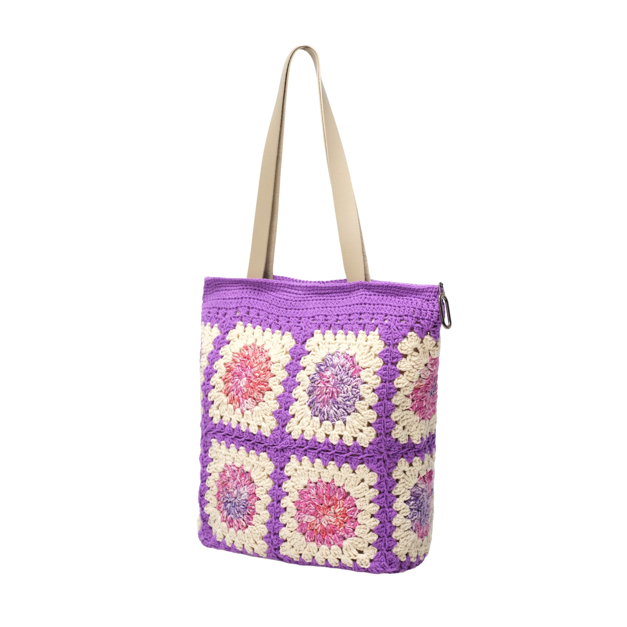 Lavender Purple Crochet Floral Tote Bag — 2
