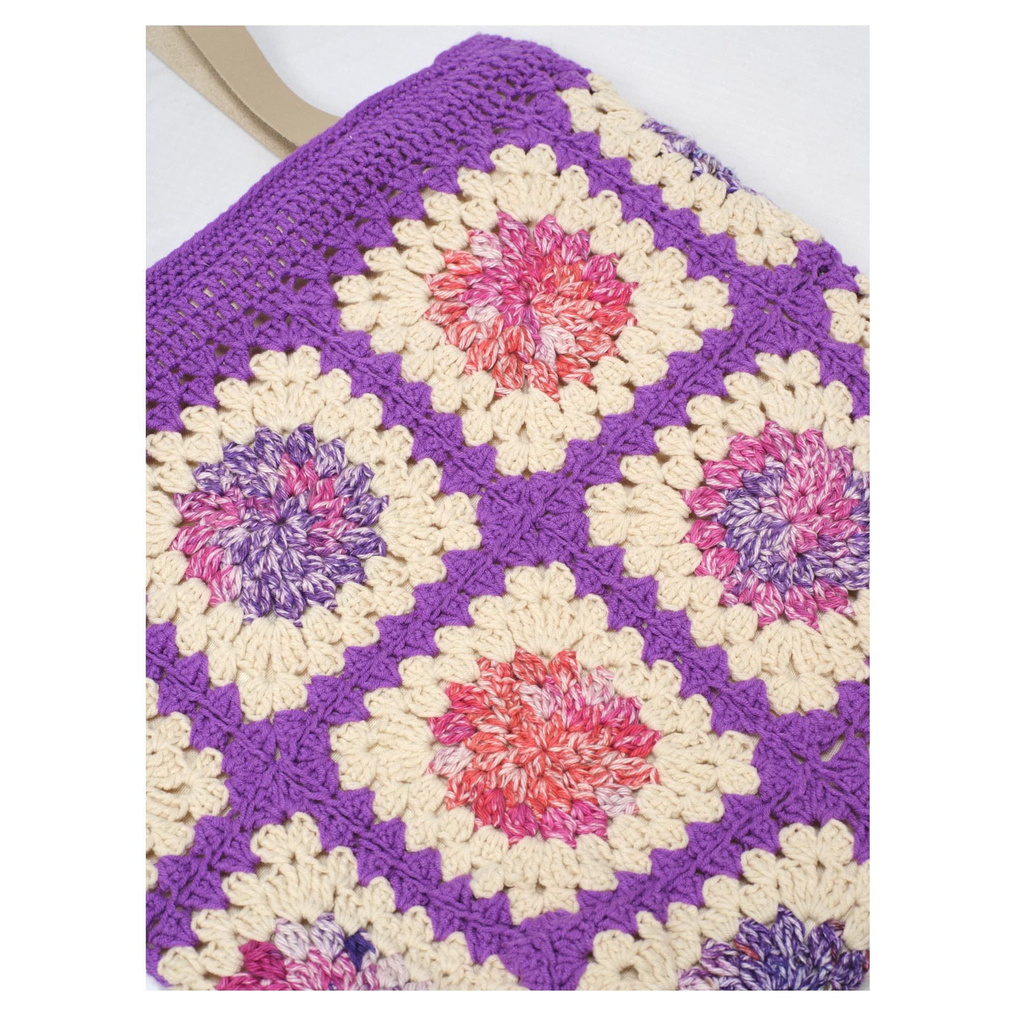 Lavender Purple Crochet Floral Tote Bag 4