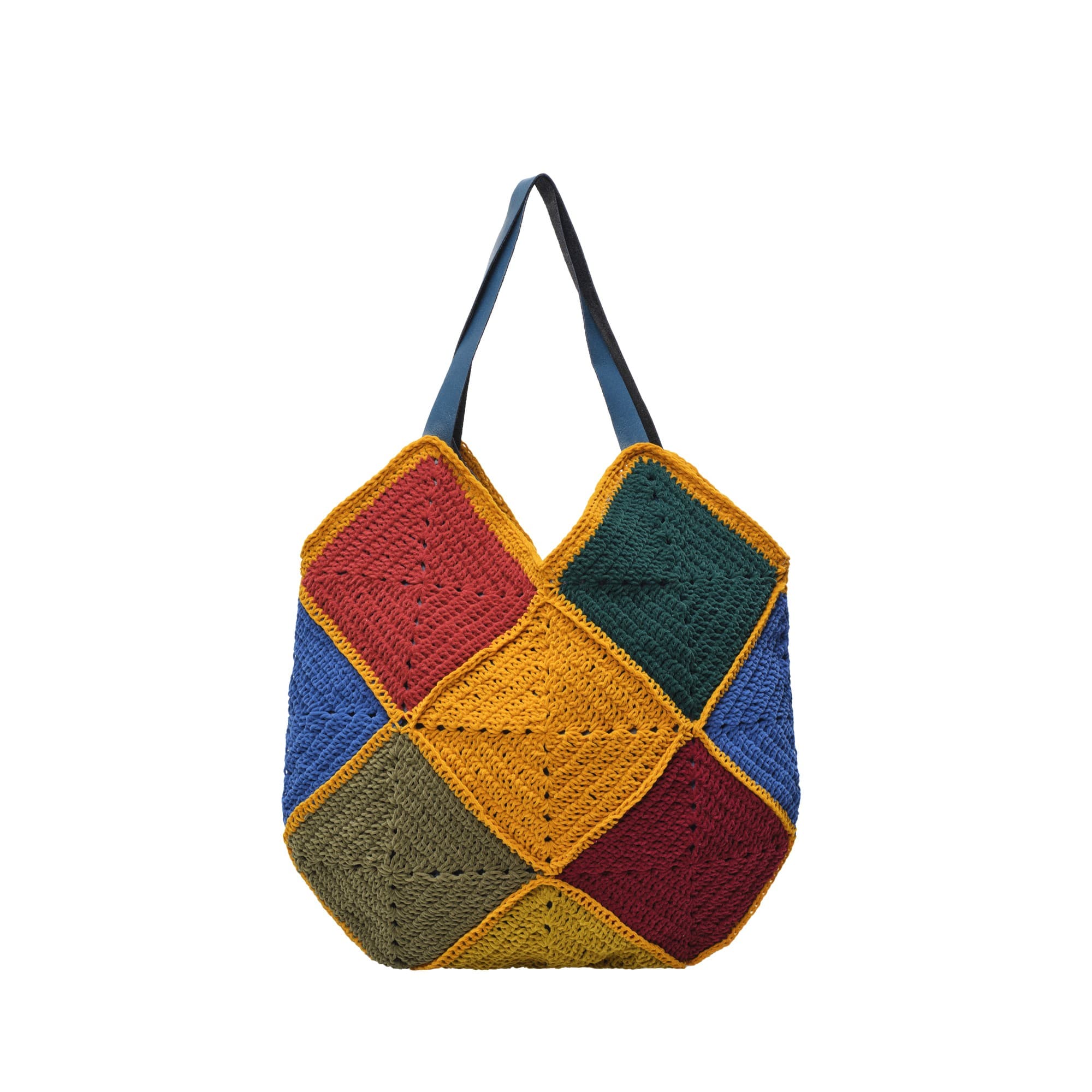 Multicolor diamond crochet tote