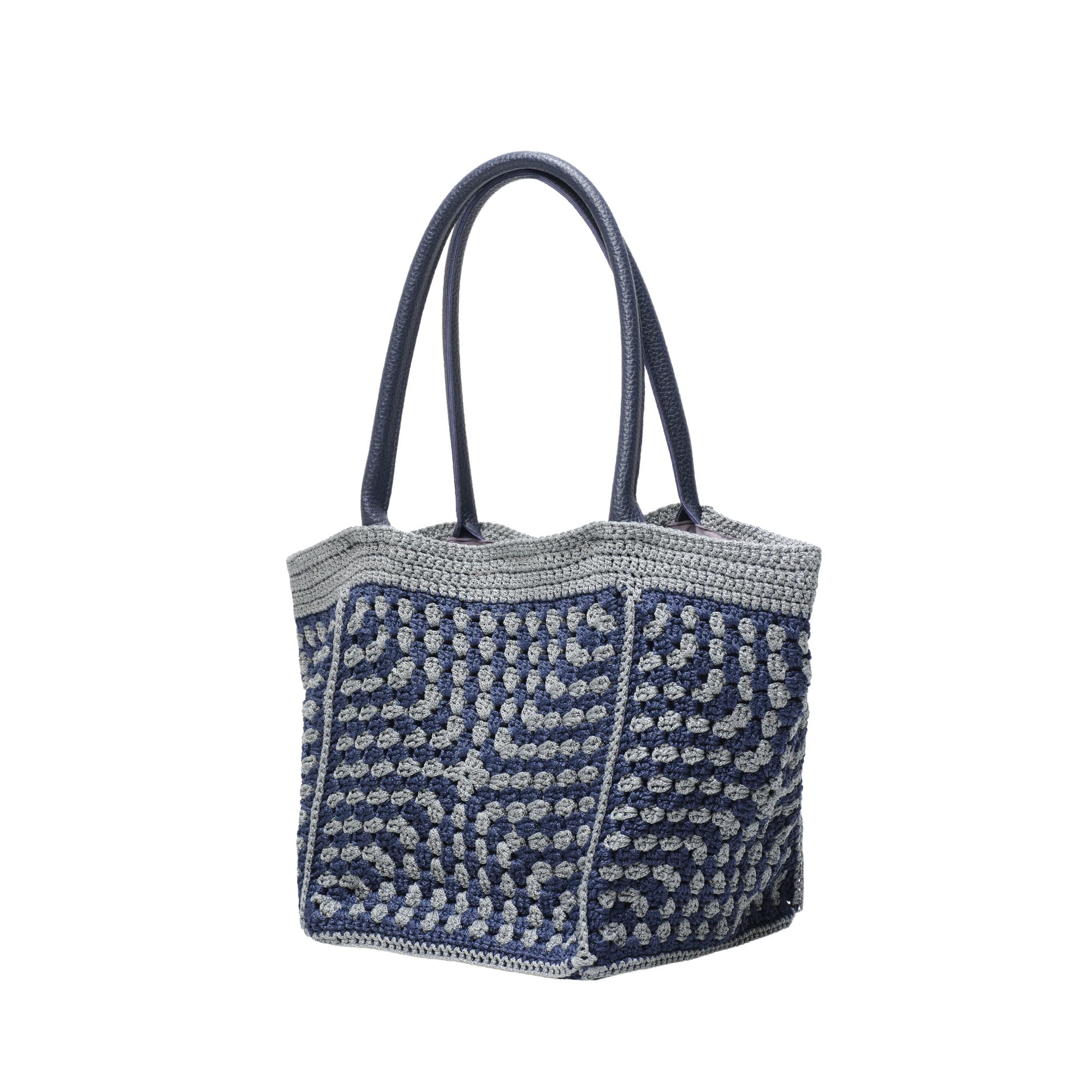 Navy Silver Bobble Crochet Tote Bag — 2