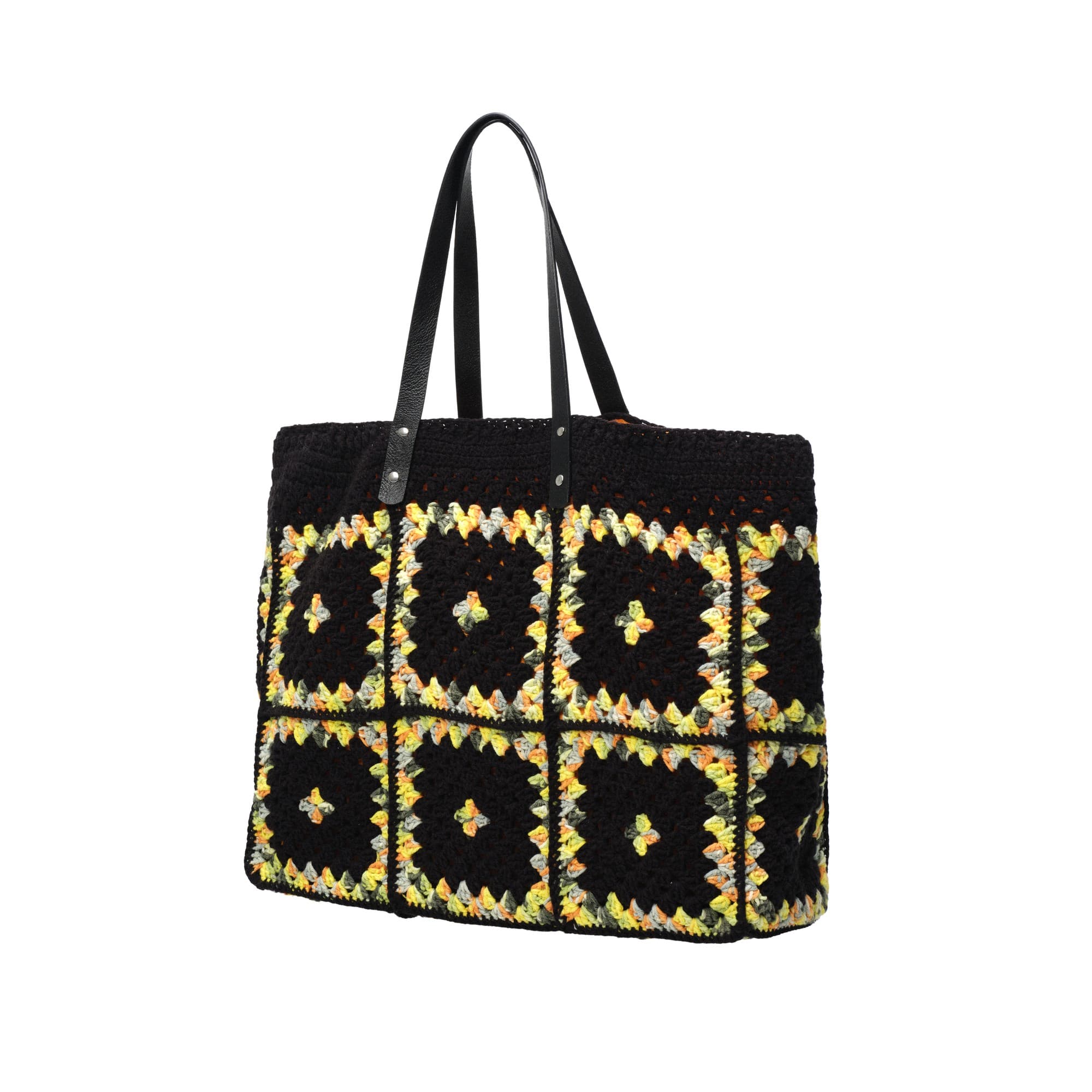 Black Yellow Crochet Large Tote Bag — 2