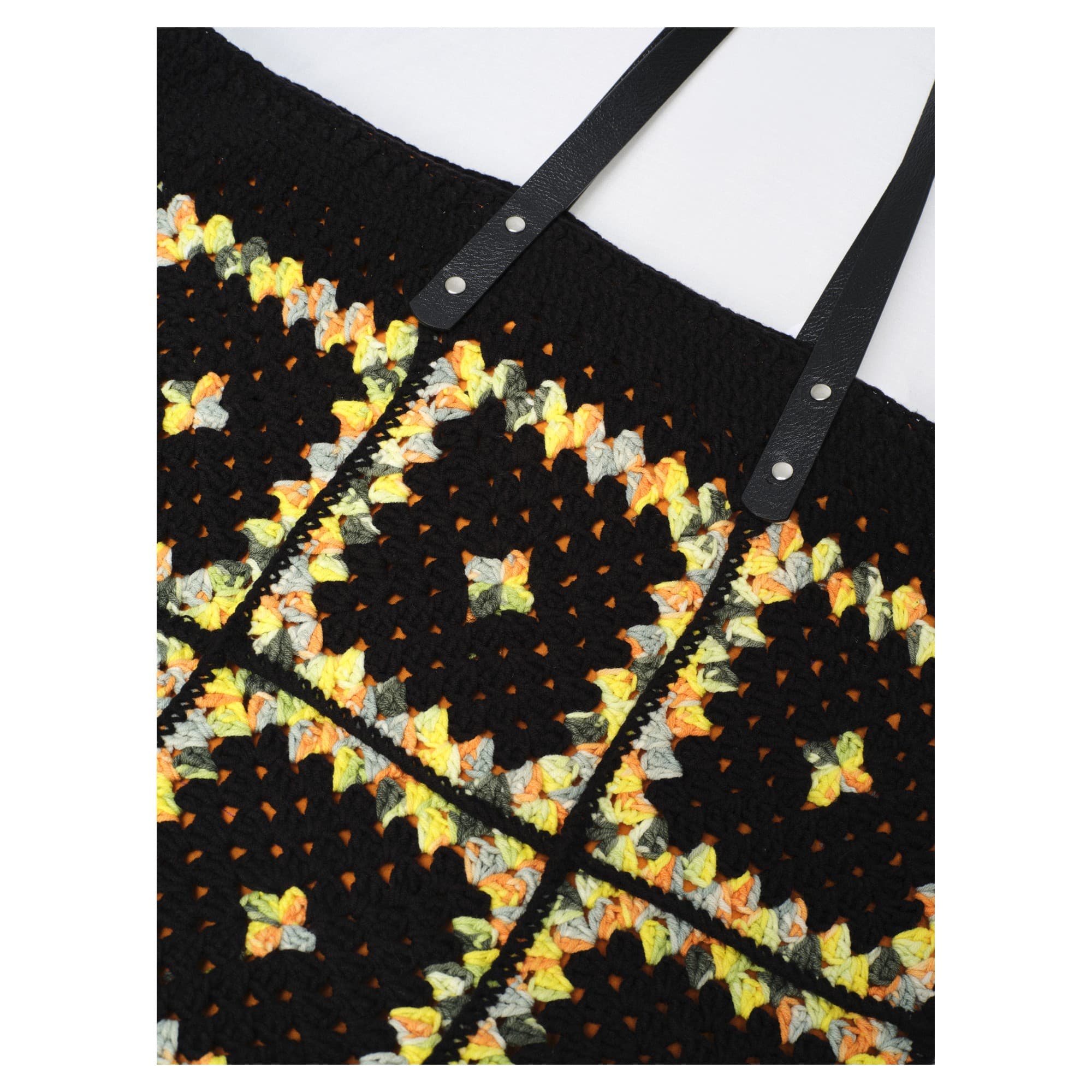 Black Yellow Crochet Large Tote Bag 3