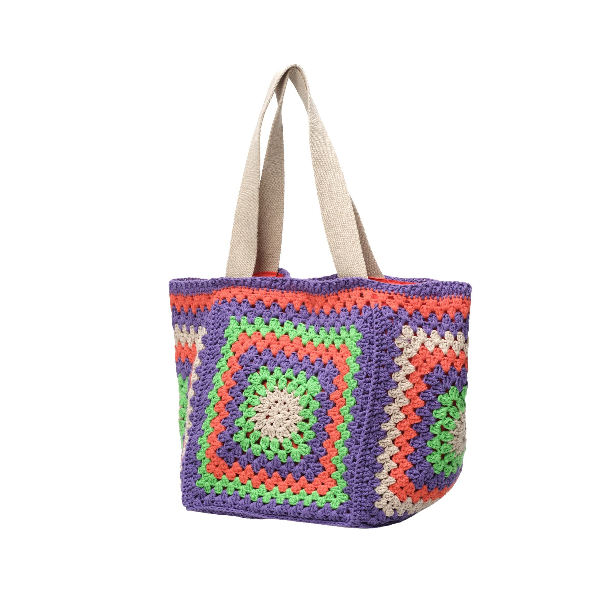 Purple Green Crochet Fiesta Tote Bag — 2