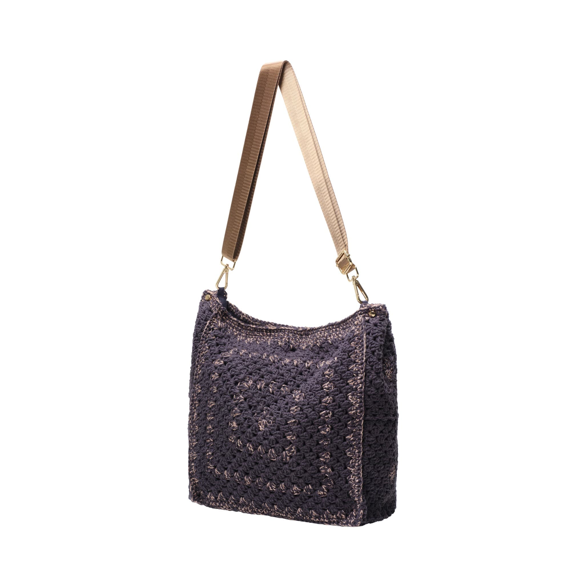 Black Gold Metallic Crochet Crossbody Bag — 2