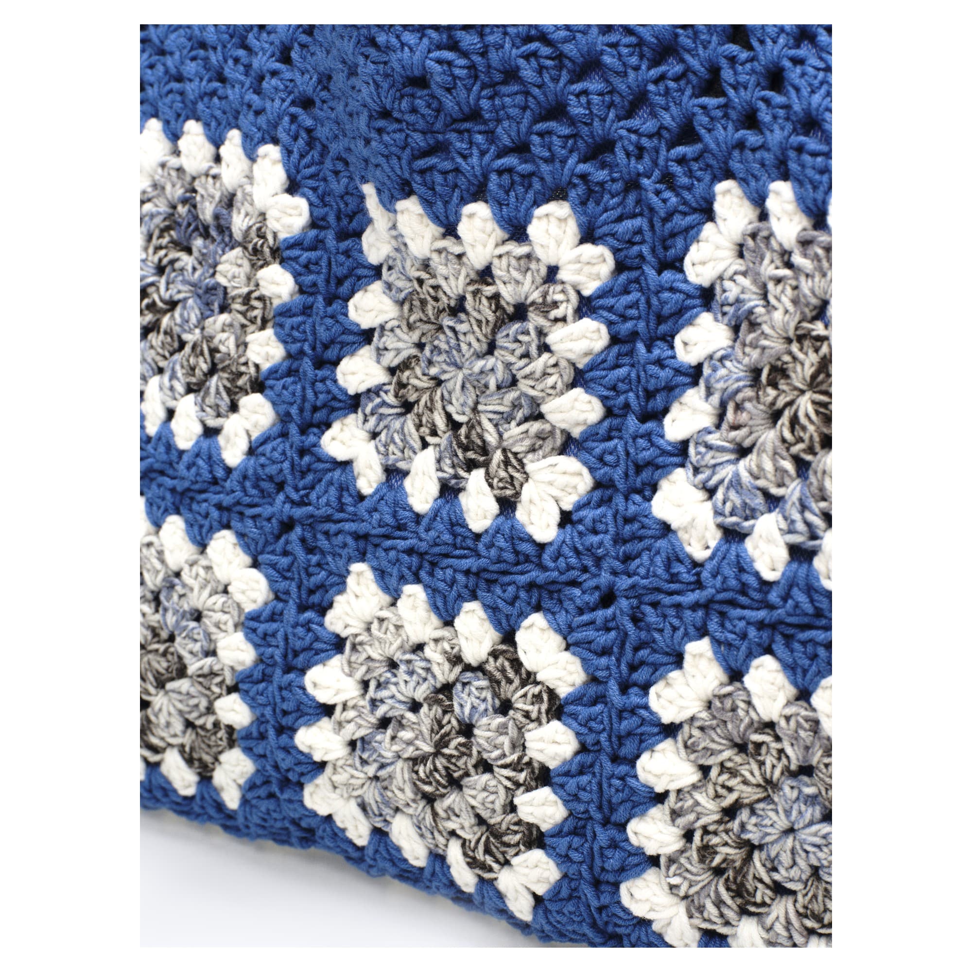 Blue White Crochet Granny Square Shoulder Bag 3