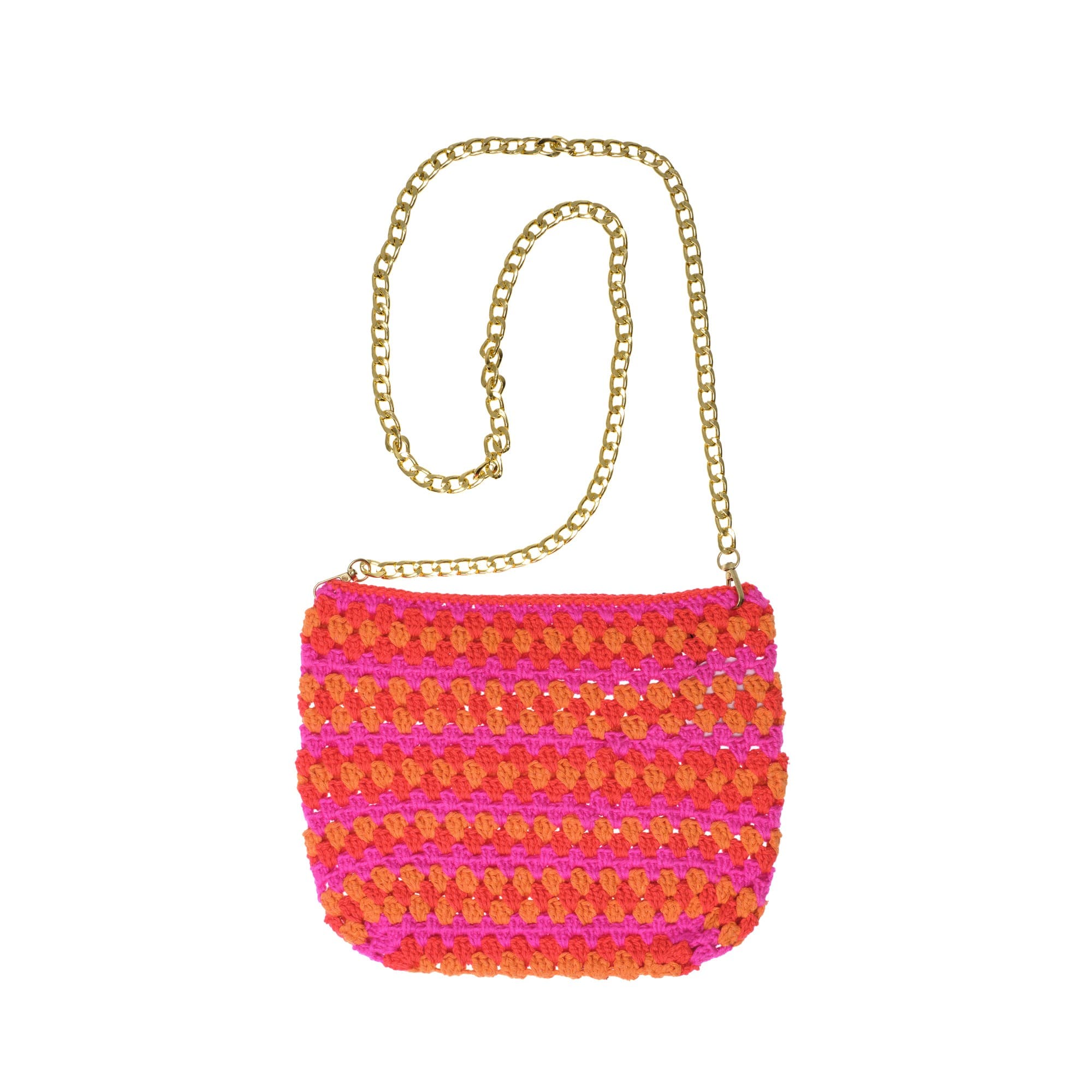 Pink Orange Crochet Mini Chain Bag