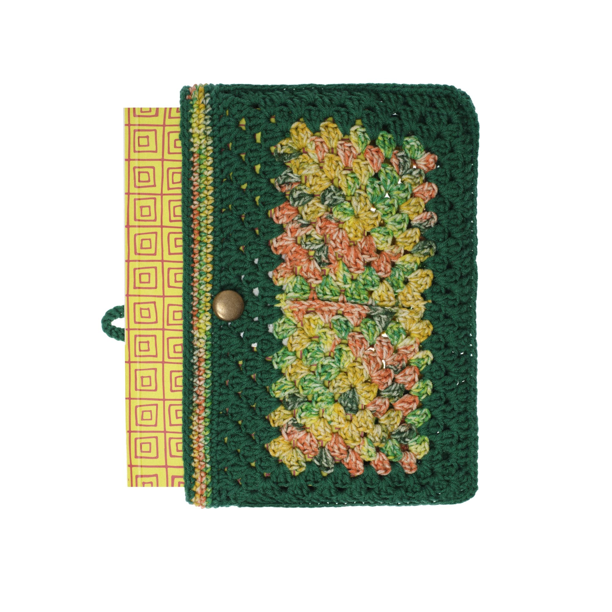 Forest Green Crochet Granny Square Book Cover