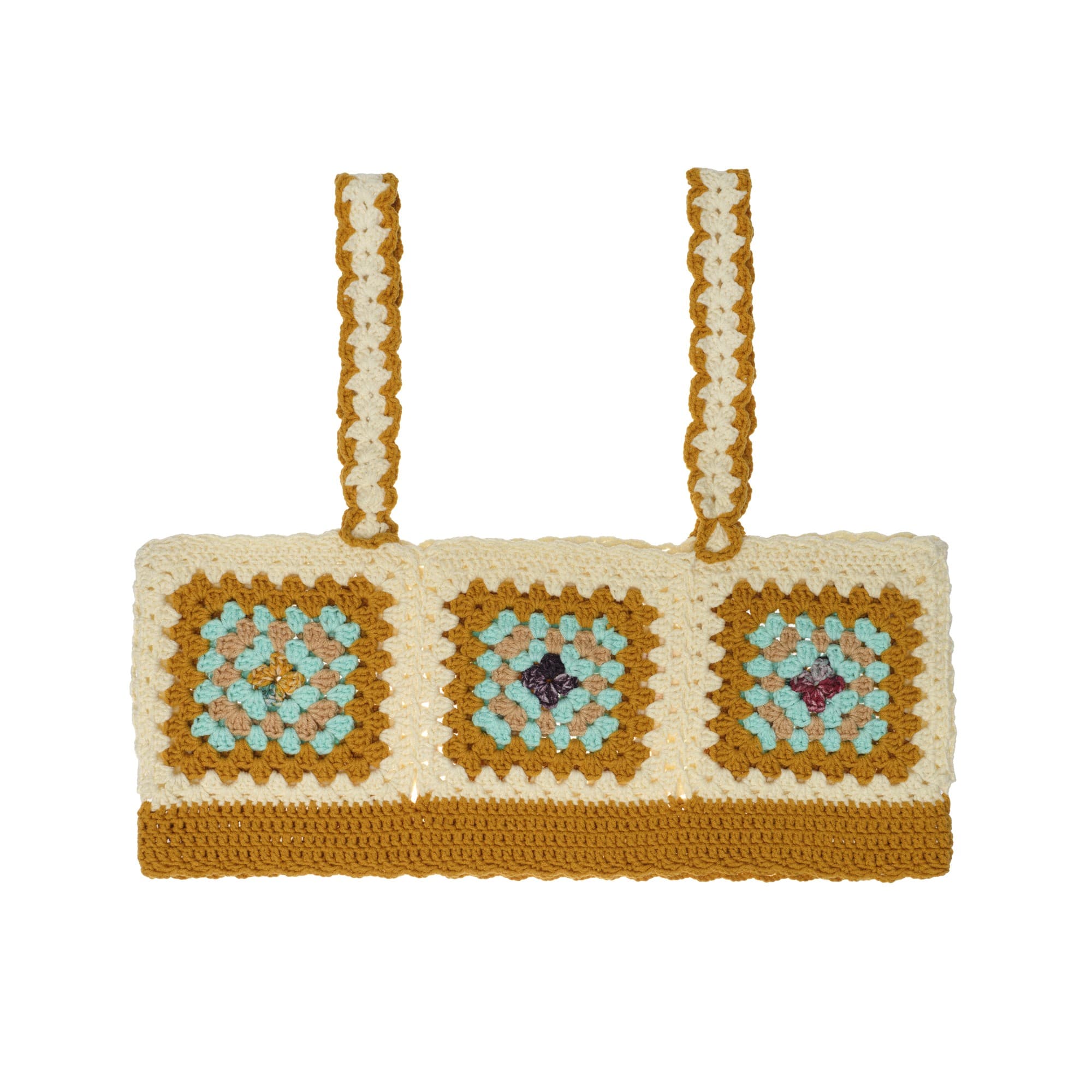 Cream Caramel Crochet Clutch Bag